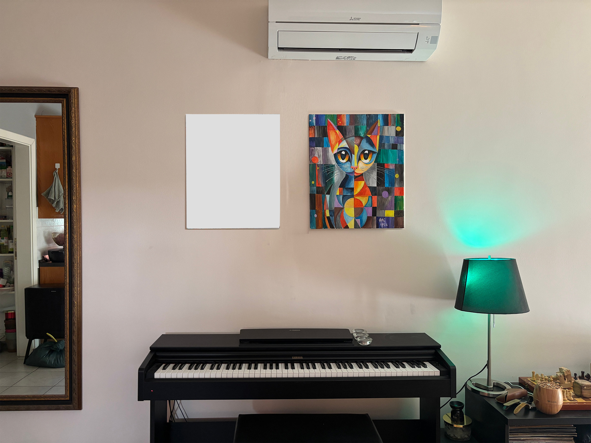 Enteriőr a macskás képpel